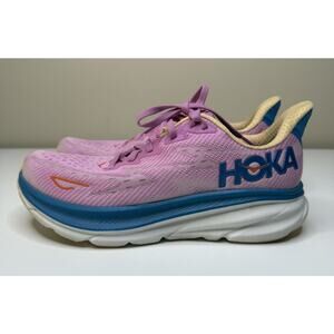 Hoka One One Clifton 9 Running Shoe Womens 7.5B Pink Mesh Low 1127896-CSLC Gym